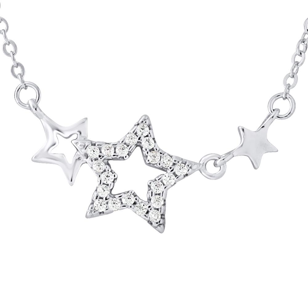 Zilveren zirkoniumoxide ster ketting