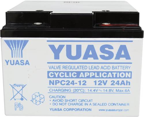 Yuasa NPC24-12 NPC24-12 Bleiakku 12V 24Ah Blei-Vlies (AGM) (B x H x T) 175 x 125 x 166mm M5-Schraubanschluss Wartungsfrei