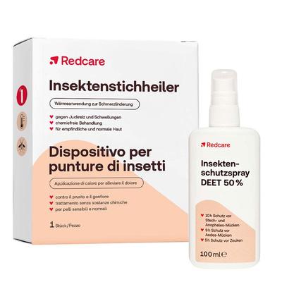 Redcare Insektenschutzspray Deet 50% 100 ml + Insektenstichheiler 1 St Set