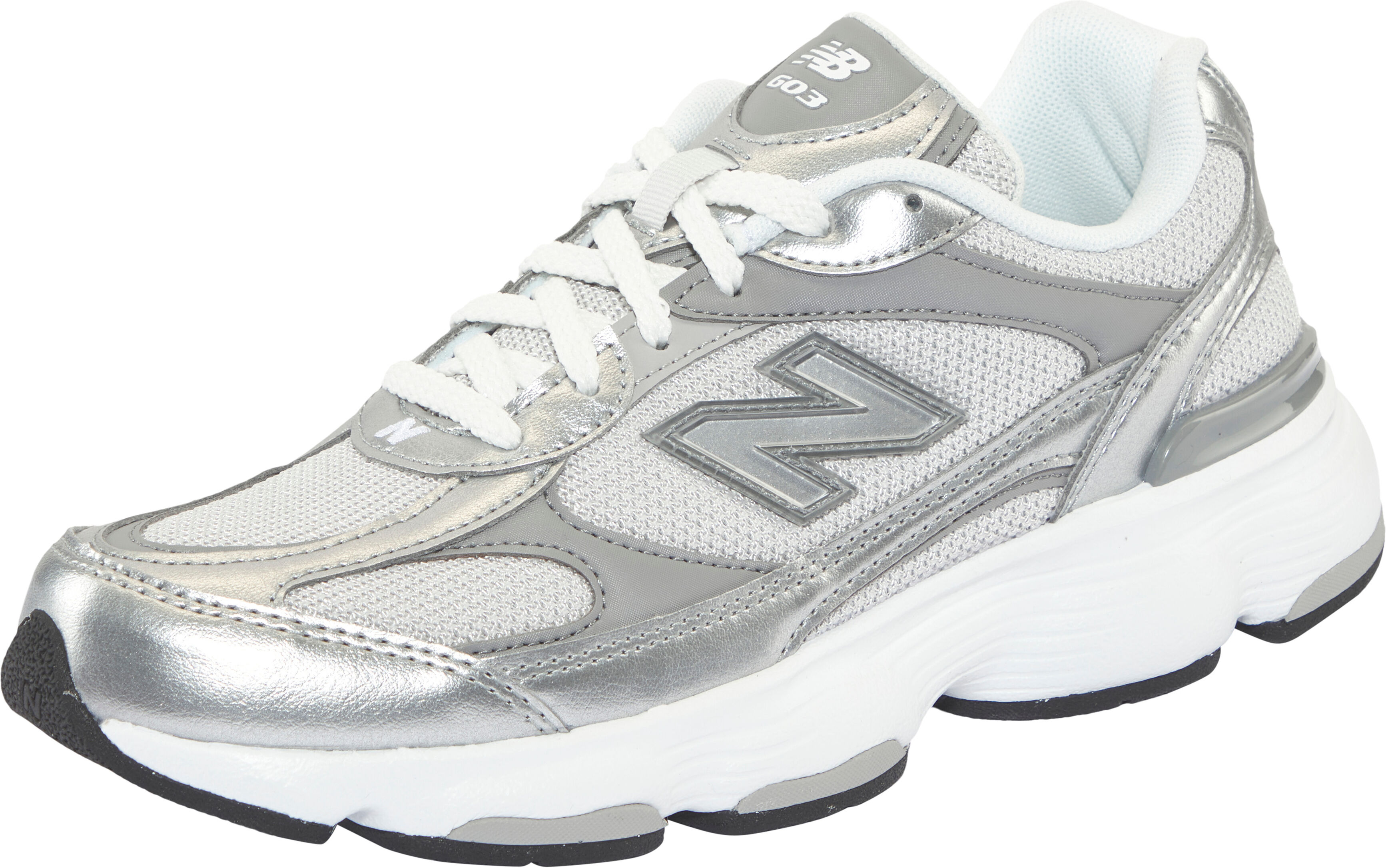Sneaker NEW BALANCE "603", Damen, Gr. 37,5, silber (grau matter, silber metallic), Synthetik, Textil, Schuhe Sneaker, inspiriert vom Design des New Balance 9060 grau matter, silber metallic 37,5