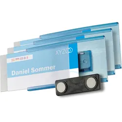 10 Namensschilder MEET, magnetisch transluzent, blau, Kunststoff