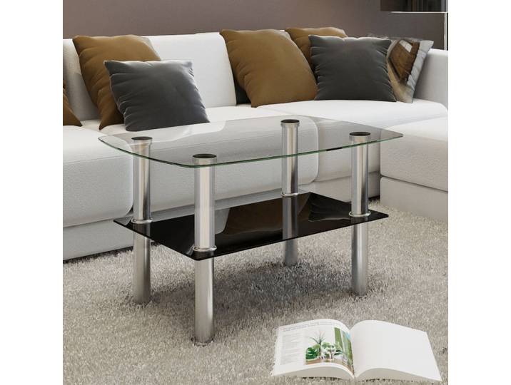 vidaXL Couchtisch mit Ablage Glas