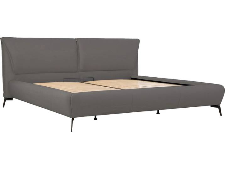 Bett DOVER 160x200cm echtleder hellgrau