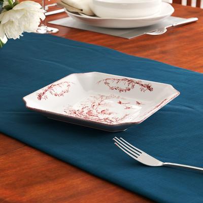 Orchard Creek Designs Crawford Porcelain Square Decorative Plate, Red/White