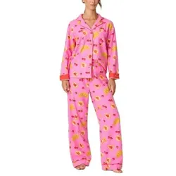 PJ Salvage Flannel Pyjama Rosa/Rot Baumwolle Medium Damen