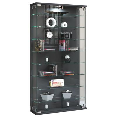 Wandregal VCM "Wandvitrine Hängevitrine Glasvitrine Relas L", schwarz (anthrazit), B:59cm T:17cm, Regale, Wandregal