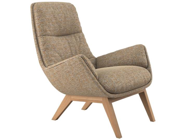 Sessel Holzfuss natur Alba Honey Yellow - Farbe: honiggelb - Material: Stoff - 71