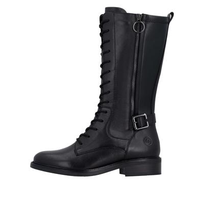 Schnürstiefel REMONTE, Damen, Gr. 36, Varioschaft, schwarz, Leder, Lederimitat, unifarben, Schuhe Schnürstiefel, Stiefel mit Reißverschluss und Zierschnalle