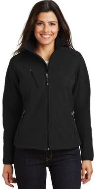 Port Authority L705 Women's Textured Soft Shell Jacket in Black size Medium   Polyester