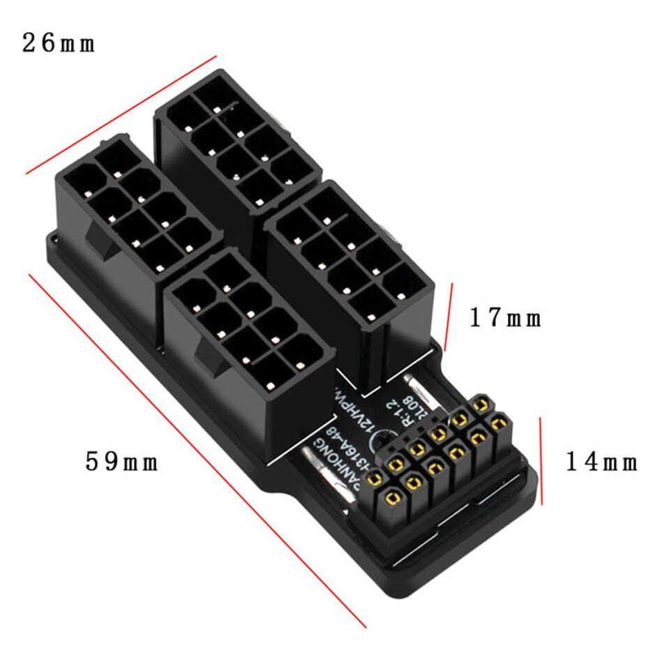 Phobya ZK 12VHPWR Adapter 180 Grad 16Pin to 4x8Pin - White Right (12vhpwr16p4x8p-wr)