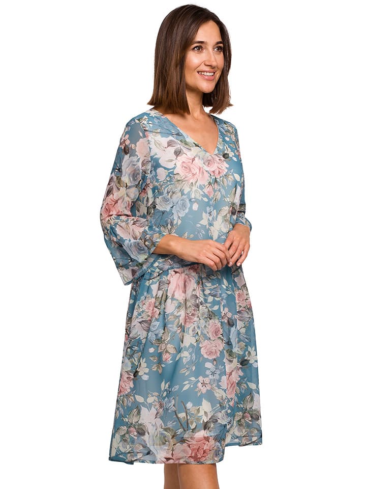 Stylove Kleid in Türkis/ Bunt - XL