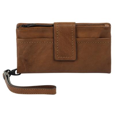 Geldbörse X-ZONE "X-ZONE Damen echt Leder", Damen, braun (cognac), Leder, unifarben, Kleinlederwaren, echt Leder