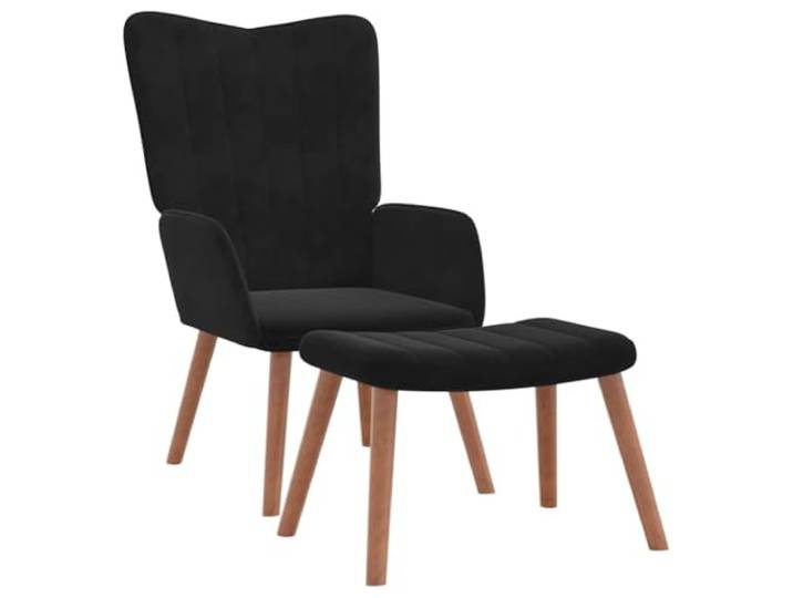 vidaXL Relaxsessel mit Hocker Schwarz Samt