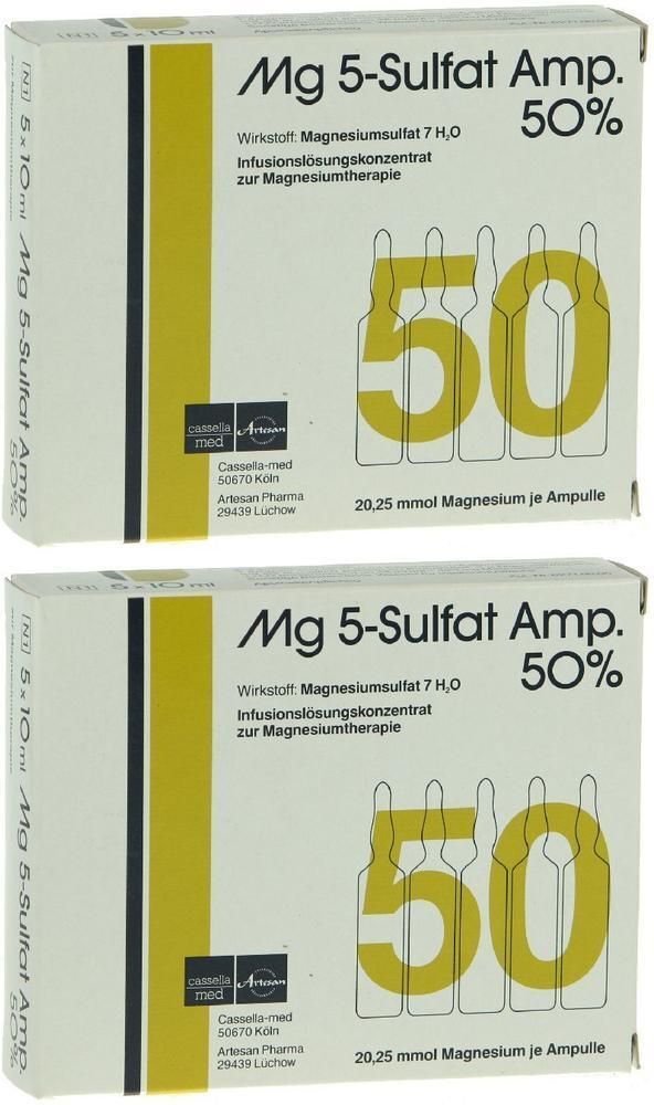 MG 5 Sulfat Amp. 50% Infusionslösungskonzentrat 2x 2x5 St
