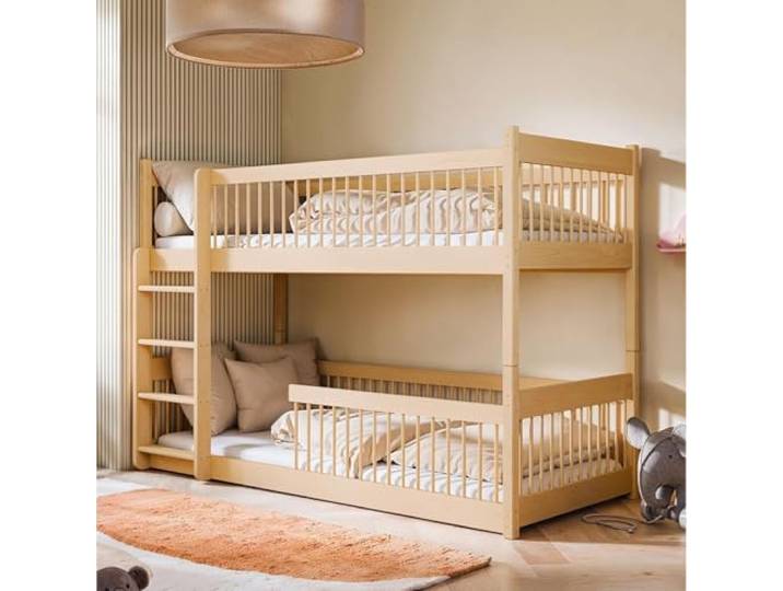 Kids Collective Hochbett Kinder Etagenbett Kinderbett Massiv Kiefernholz abgerundete Kanten umbaubar zu 2 Betten Größen: 80x180, 90x190, 90x200 cm 90x190cm von 4 bis 18 Lebensjahr Natur