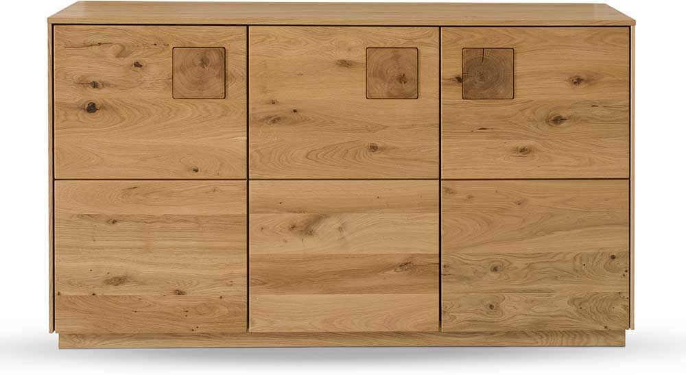 Pharao24.de Wildeiche massiv Sideboard montiert in modernem Design 80 cm hoch