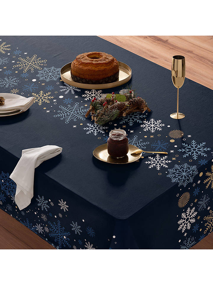 mint Deco Tischdecke "Christmas Natalie" in Blau - 155x200 cm