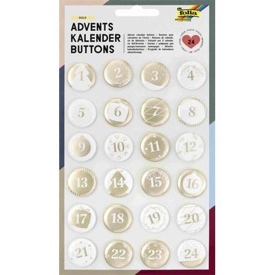 Folia Adventskalender Buttons PERLMUTT 24er Set