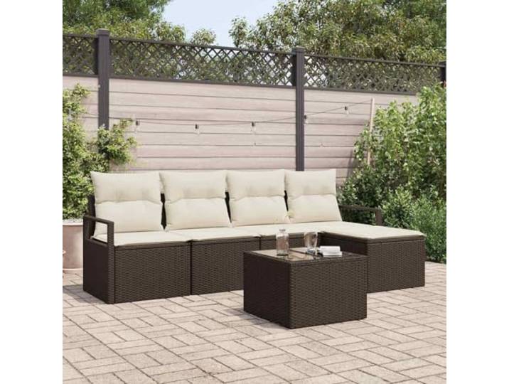 Makastle Sofa-Set mit Kissen Braun Poly Rattan 230 x 117 x 85 cm 45 kg Modular Montage erforderlich