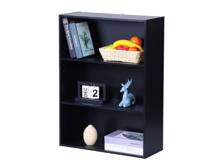 Bücherregal mit verstellbaren Böden 3 Ebenen Schwarz