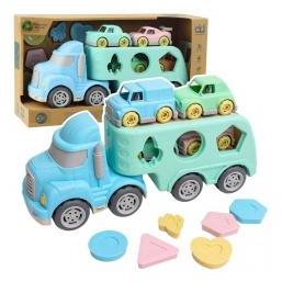 Lean Toys LKW-Abschleppwagen-Sortierspiel mit Autos, Bausteinen, Pastellfarben, Bio-Kunststoff (66490216)