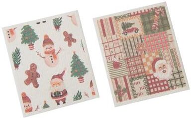 IH Casa Decor Swedish Dish Cloth Set of 2Christmas Icons and Quilt Assorted- Set of 2