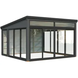Palmako Glashaus Saga 16,6 m2 Slide dunkelgrau lackiert