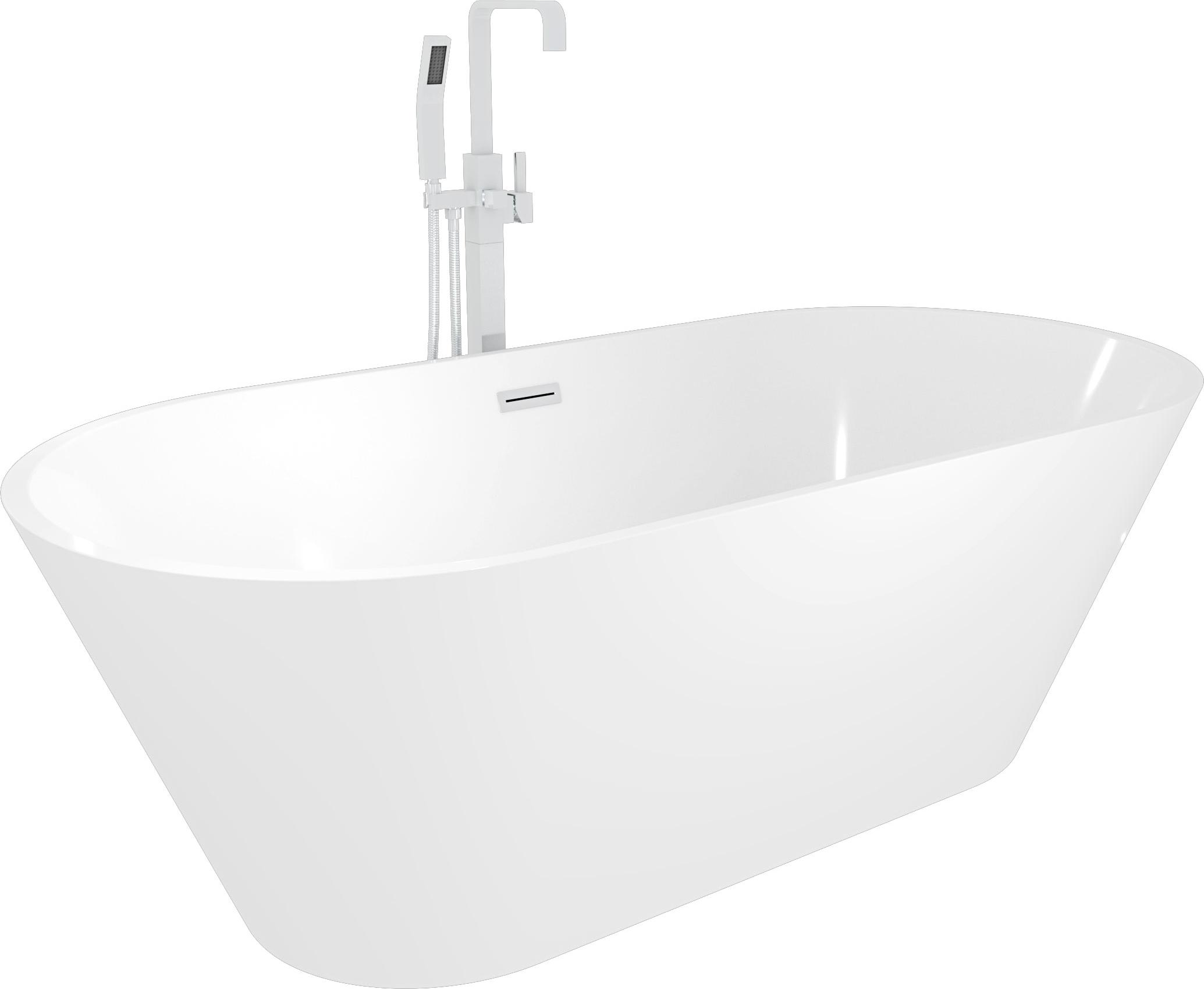freistehende Badewanne Wanne Acryl F01 170x80cm mit Armatur AF05
