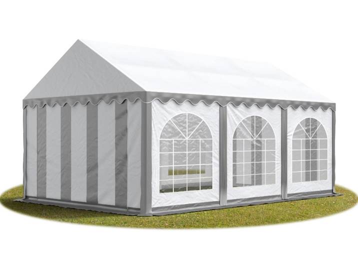 TOOLPORT Tente Barnum de Réception 3x6 m Bâches PVC 750 N gris-blanc Cadre de Sol Jardin