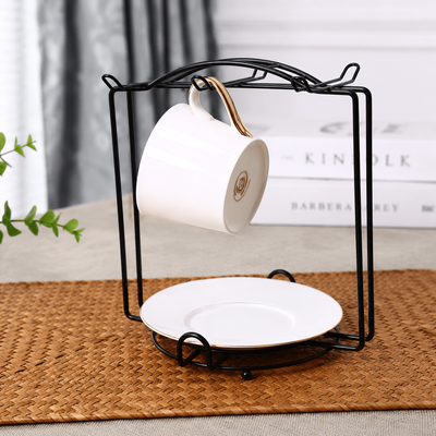 Useful Little Things Metal Coffee Mug Holder Stand With Saucer Storage Rack For Kitchen Countertops black