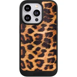 Nivocase Hülle für Apple iPhone 14 Pro Handyhülle NIVOcore Case Schwarz Animalprint Fell Leopard (Apple iPhone 14 Pro), Smartphone Hülle, Schwarz