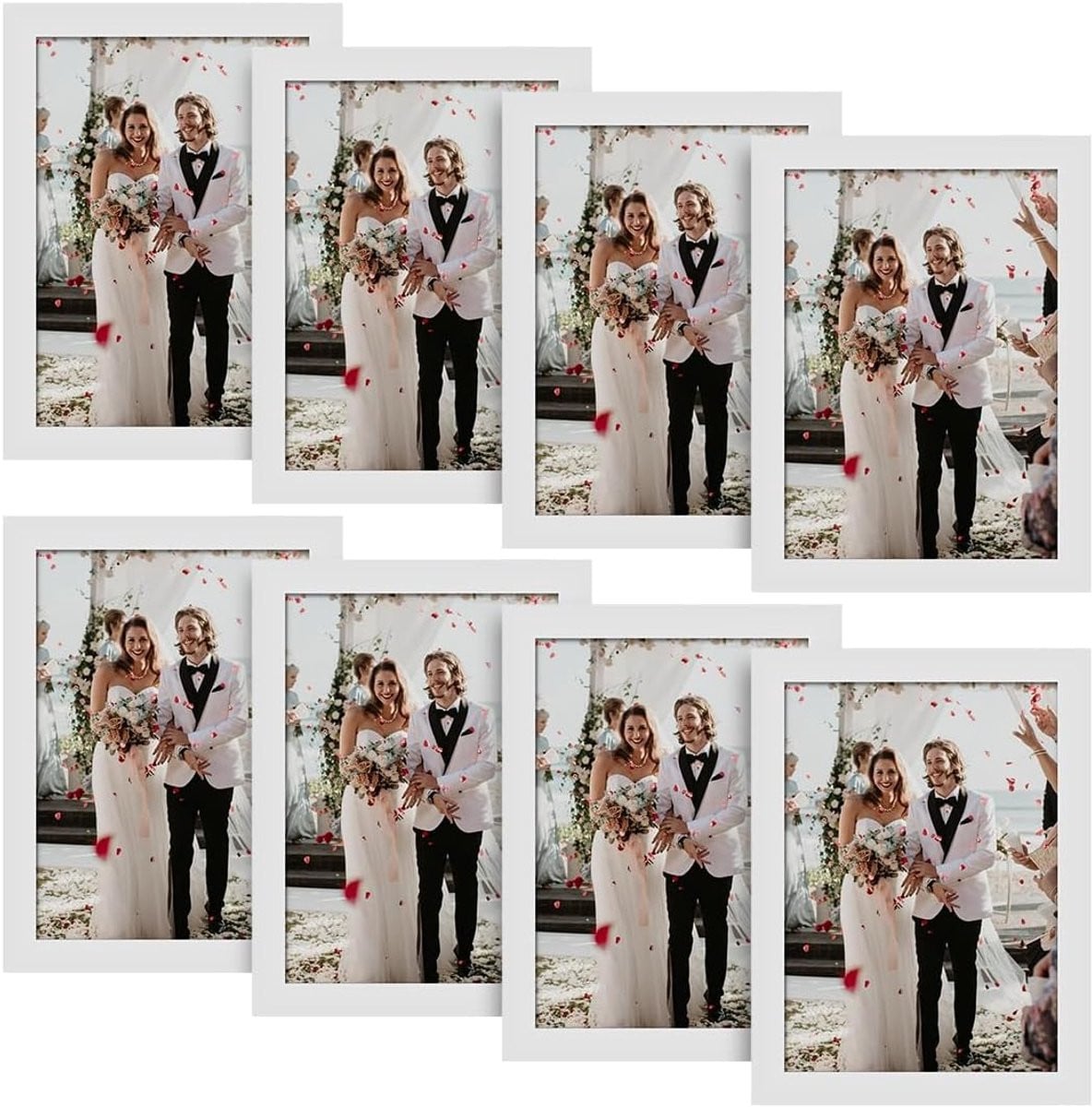 SnelShoppen Set van 8 Acryl Fotolijsten Wit, 10x15 cm