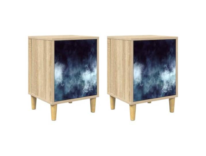 Coespram Nachttisch 2er Set Sonoma-Eiche 36 x 33 x 50 cm Beistelltisch Kompakter Nachtschrank mit 2 Türen für das Schlafzimmer. Bietet praktischen Stauraum und Schutz vor Bodenfeuchtigkeit.