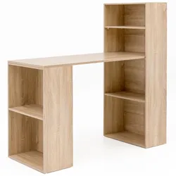 KADIMA DESIGN Schreibtisch WL5.693 mit Regal 120 x 120 x 53 cm Sonoma Holz Modern, Schreibtischregal Ablagefächer PC Tisch, Computertisch mit Ablage, Design Tisch