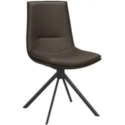 Stuhl Lowell 2er Set aus Leder, modern mit Drehgestell, braun, gepolstert, Metallgestell