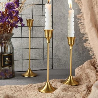 Uplift Treasures Vintage Metal Tabletop Candle Holder Set copper