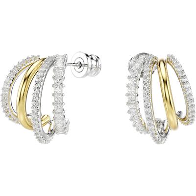Paar Creolen SWAROVSKI "Schmuck Geschenk Hyperbola Ohrringe", gold (metallfarben, gelbgoldfarben, kristallweiß, kristallweiß), Ohrringe, Damen, Metall, mit Swarovski Zirkonia (synth.)