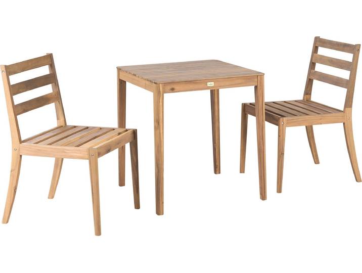 BELIANI Balkonset Hellbraun es Akazienholz Rustikaler Stil Teetisch mit 2 Stühlen Outdoor Terrasse Garten Holzmöbel Gartenmöbel Set