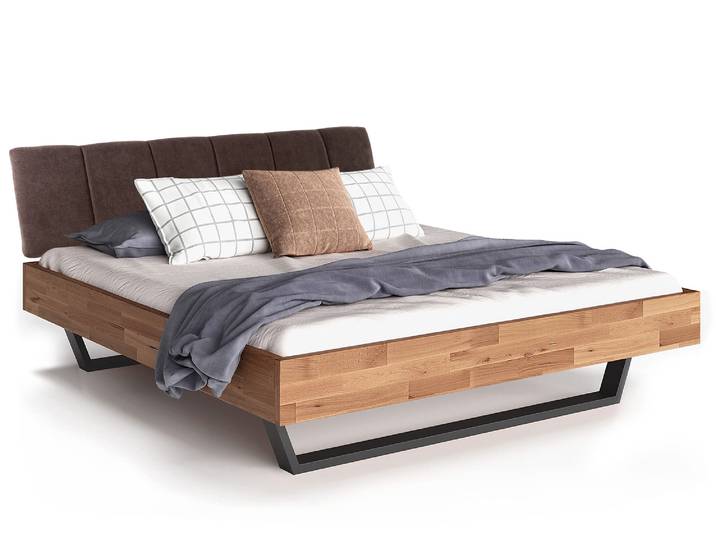 LÖWEN Kufenbett mit Polsterkopfteil, Material Massivholz, 180