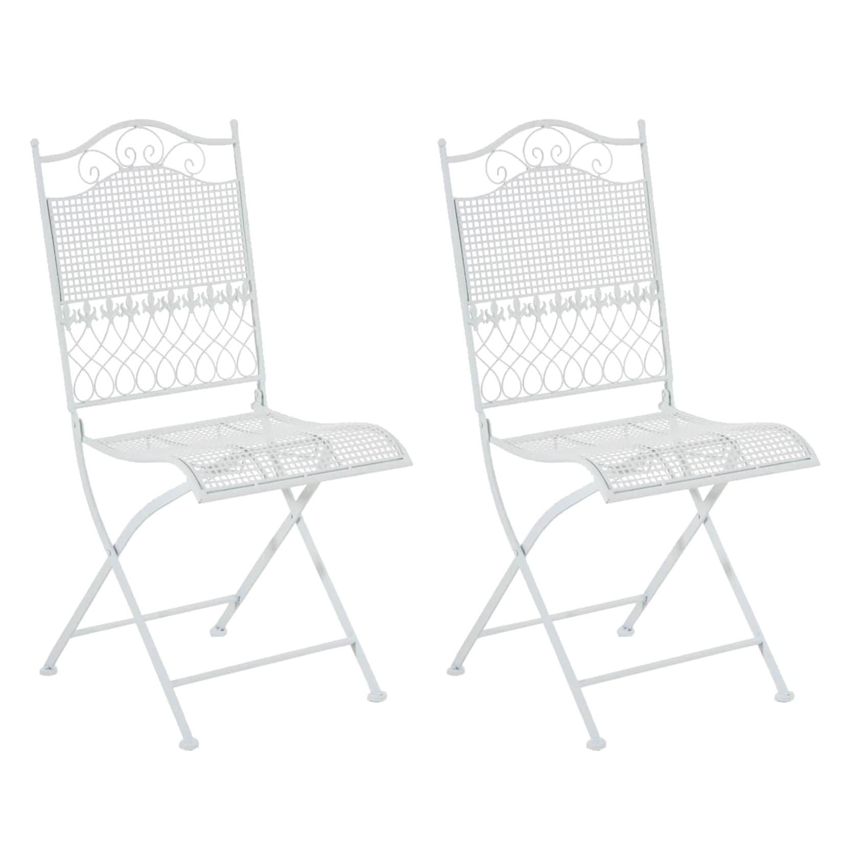 CLP 2er Set Gartenstühle klappbar Kiran, romantische Metallstühle aus Eisen im Jugendstil, ideal für Terrasse, Balkon und Garten