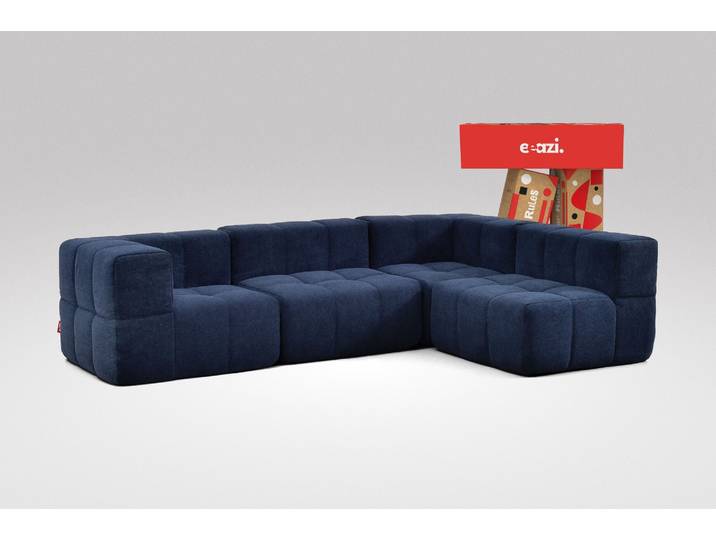 4-tlg. Modulsofa Blau – 2 Eckteile, 2 Mittelteile