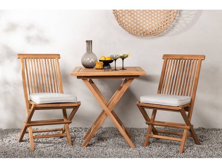 Garten Cafegruppe Raki – 3-teiliges Gartenmöbel-Set aus Teakholz - 70x70 cm - Luxusbetten24