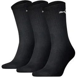 PUMA Unisex Sportsocken, 3 Paar - Tennissocken, Crew Sport Socken, einfarbig Schwarz / 43-46