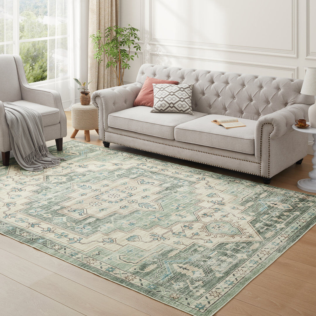Langley Street Oriental Shaggy Washable Area Rug EMBER Rectangle 160 x 230 cm