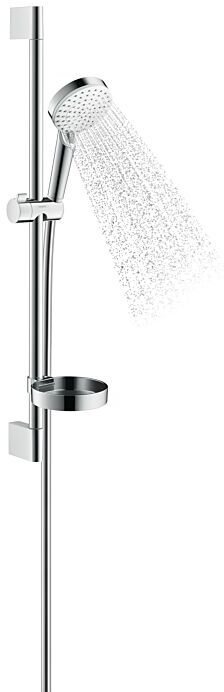 Hansgrohe Crometta Vario Brauseset 26553400 weiss chrom, 65 cm Stange, Casetta Seifenschale