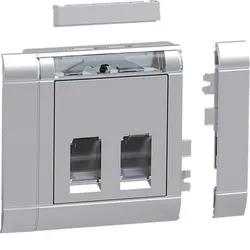 Hager Einbauset Daten 2 RJ45 Type 04 front alu