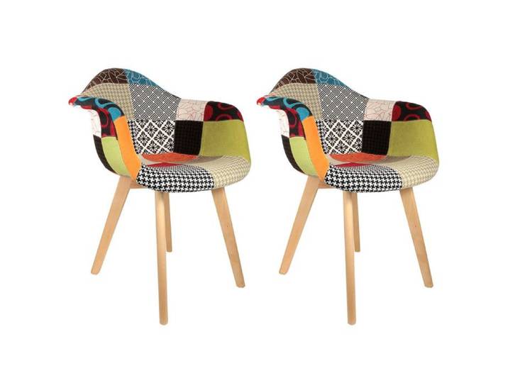 PATCHWORK - Lot de 2 Fauteuils Scandinaves Multicolore