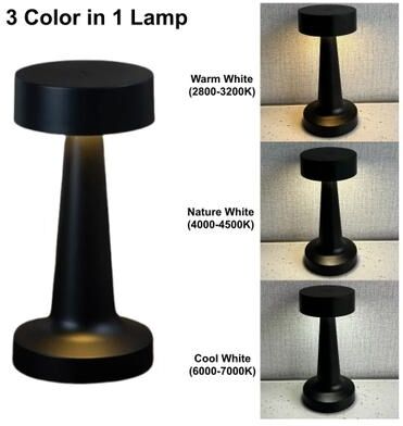 Uplift Picks Rechargeable Metal Touch Table Lamp For Warm Cordless Ambient Mood Lighting black