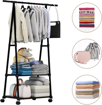 Inspire Essentials Rolling Clothes Rack With Shelves Stainless Steel Garment Organizer With Wheels pink