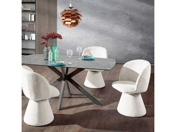 Fauteuil pivotant Orfane 58 x 85 x 57cm Blanc/Blanc crème